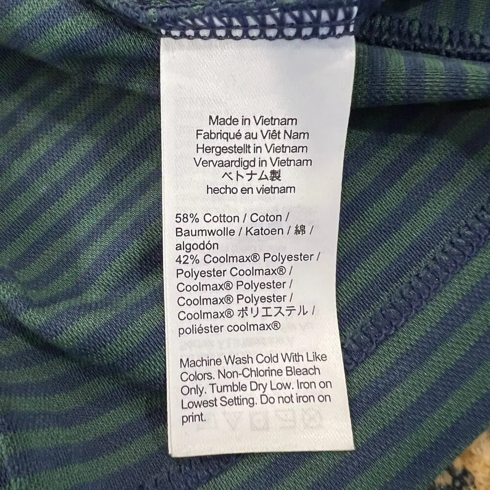 NWT J. Crew Men's Green & Navy Stripe Performance Coolmax Polo Shirt